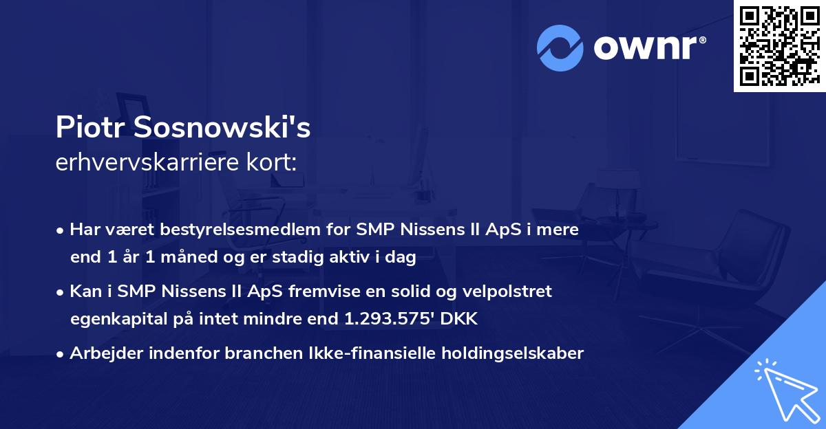 Piotr Sosnowski's erhvervskarriere kort