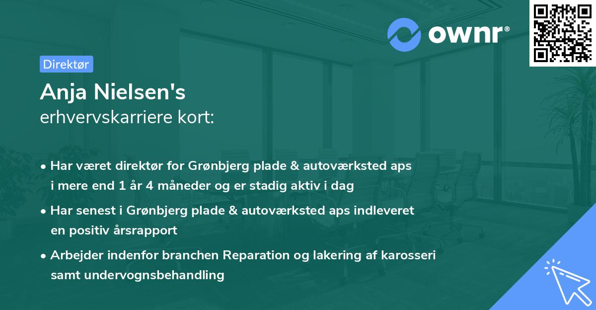 Anja Nielsen's erhvervskarriere kort