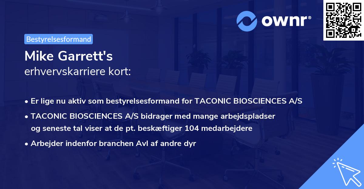 Mike Garrett's erhvervskarriere kort