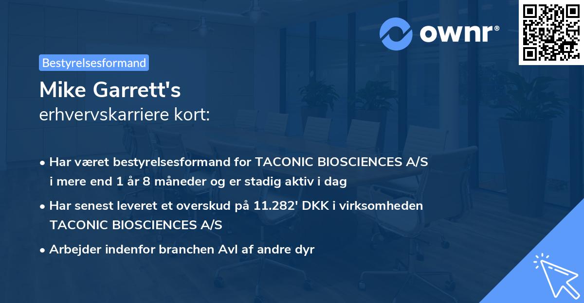 Mike Garrett's erhvervskarriere kort