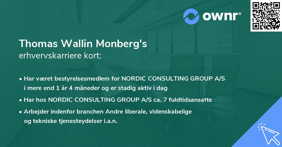Thomas Wallin Monberg's erhvervskarriere kort