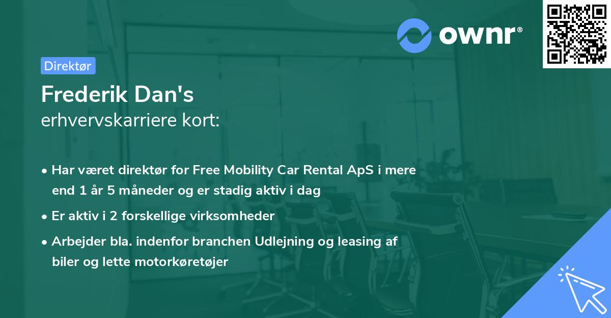 Frederik Dan's erhvervskarriere kort