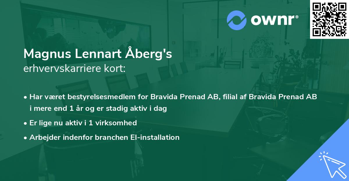 Magnus Lennart Åberg's erhvervskarriere kort