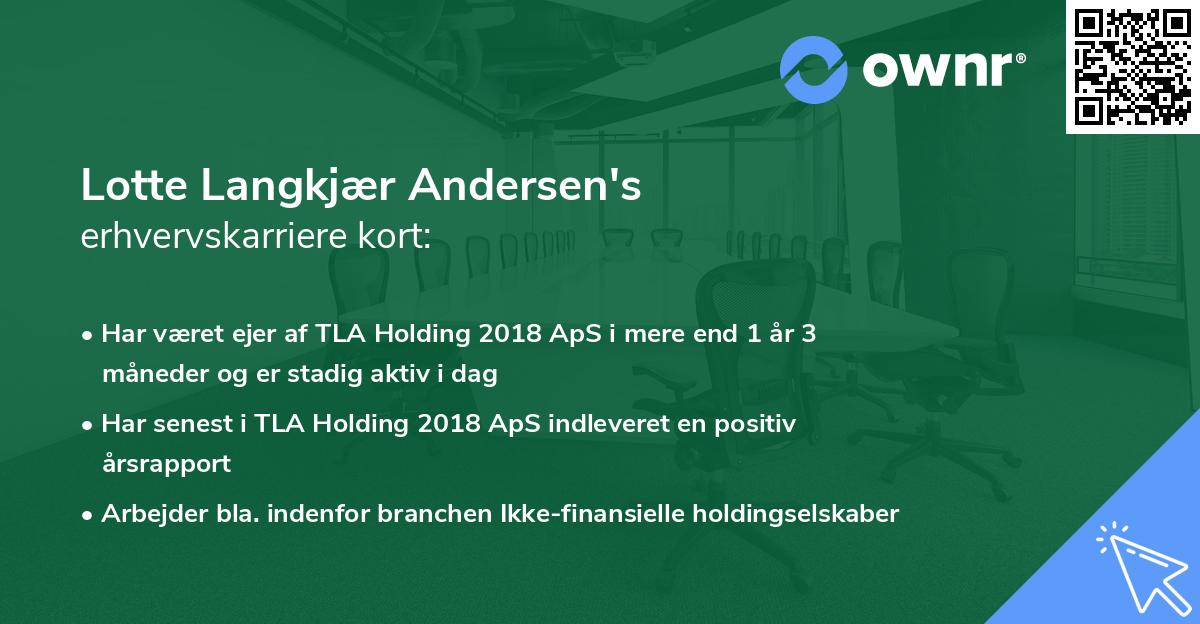 Lotte Langkjær Andersen's erhvervskarriere kort