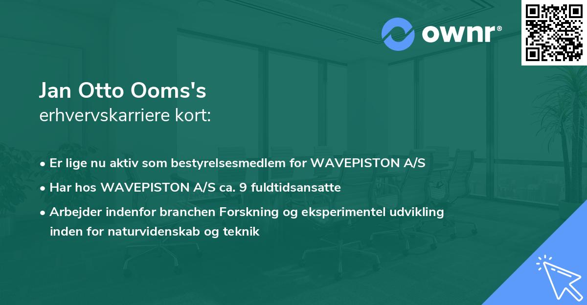 Jan Otto Ooms's erhvervskarriere kort