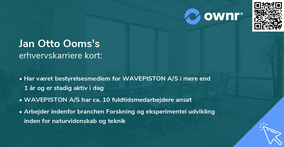 Jan Otto Ooms's erhvervskarriere kort