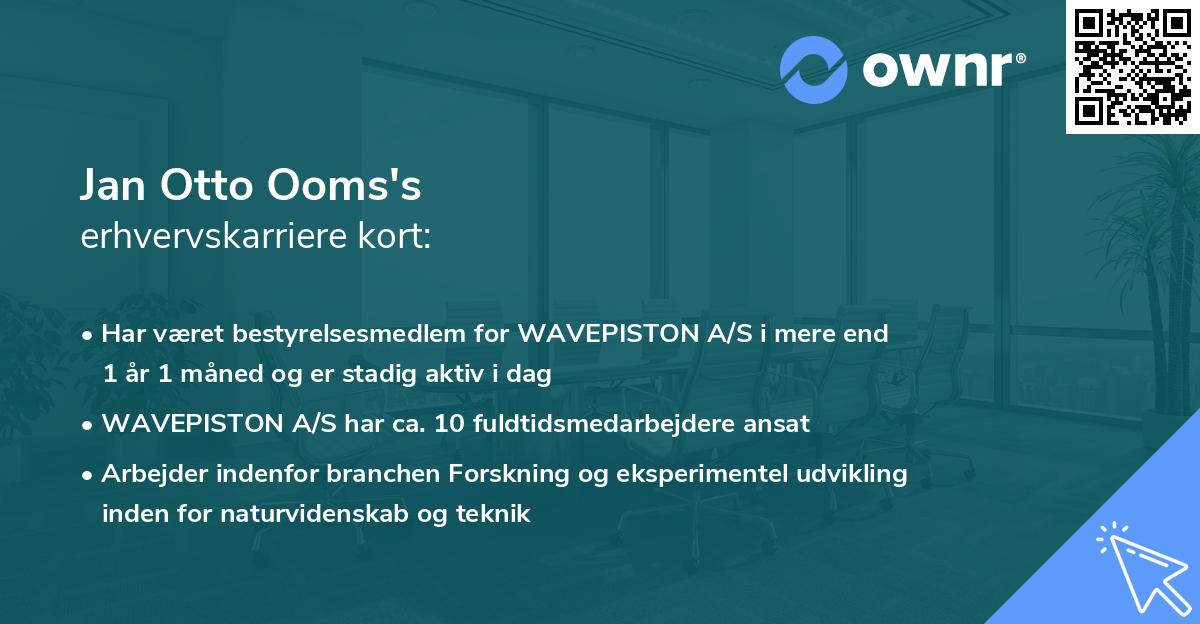 Jan Otto Ooms's erhvervskarriere kort