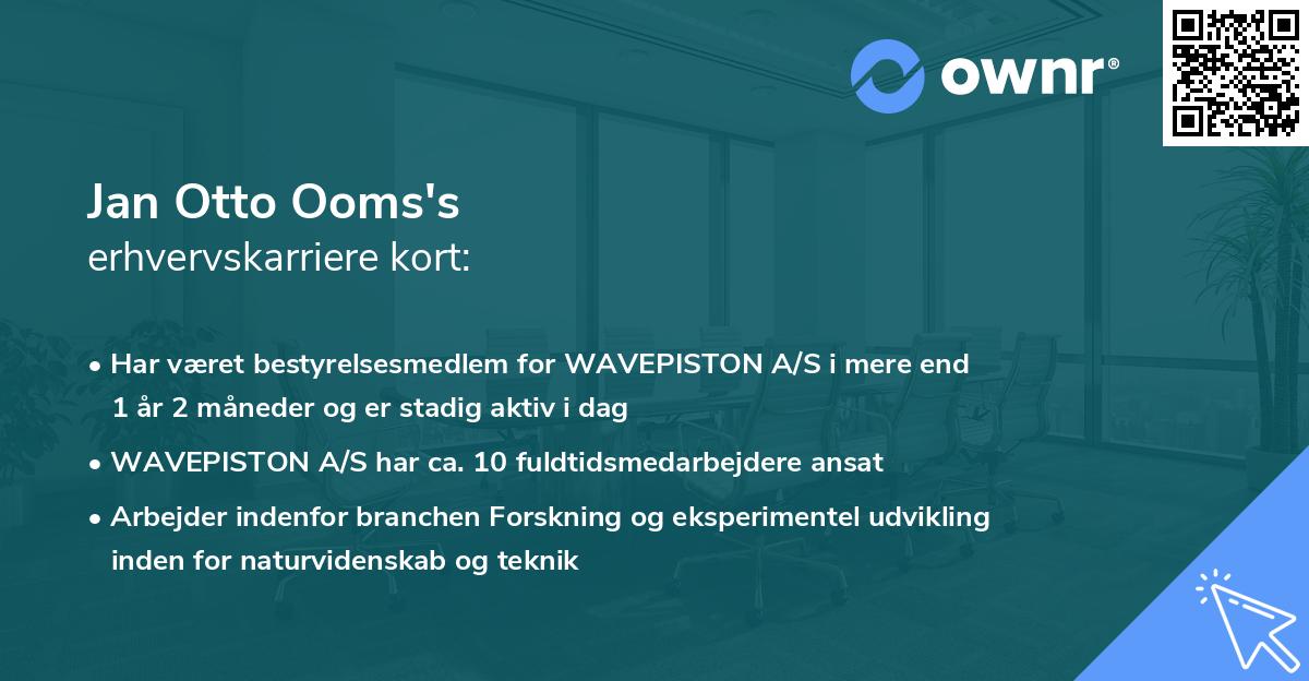 Jan Otto Ooms's erhvervskarriere kort