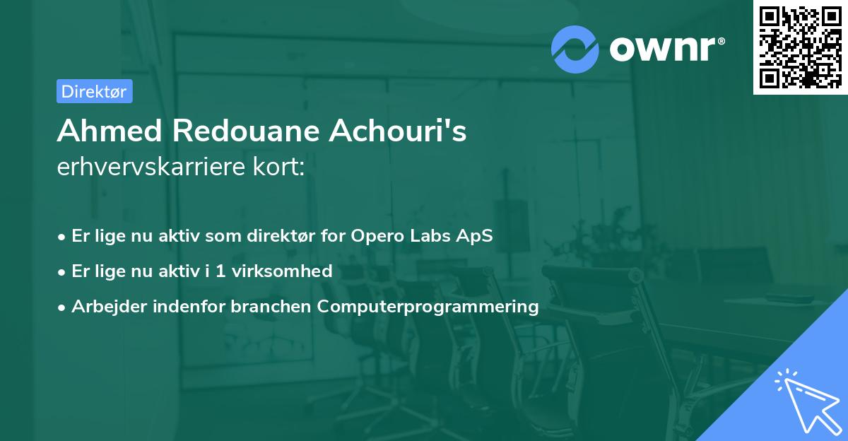 Ahmed Redouane Achouri's erhvervskarriere kort