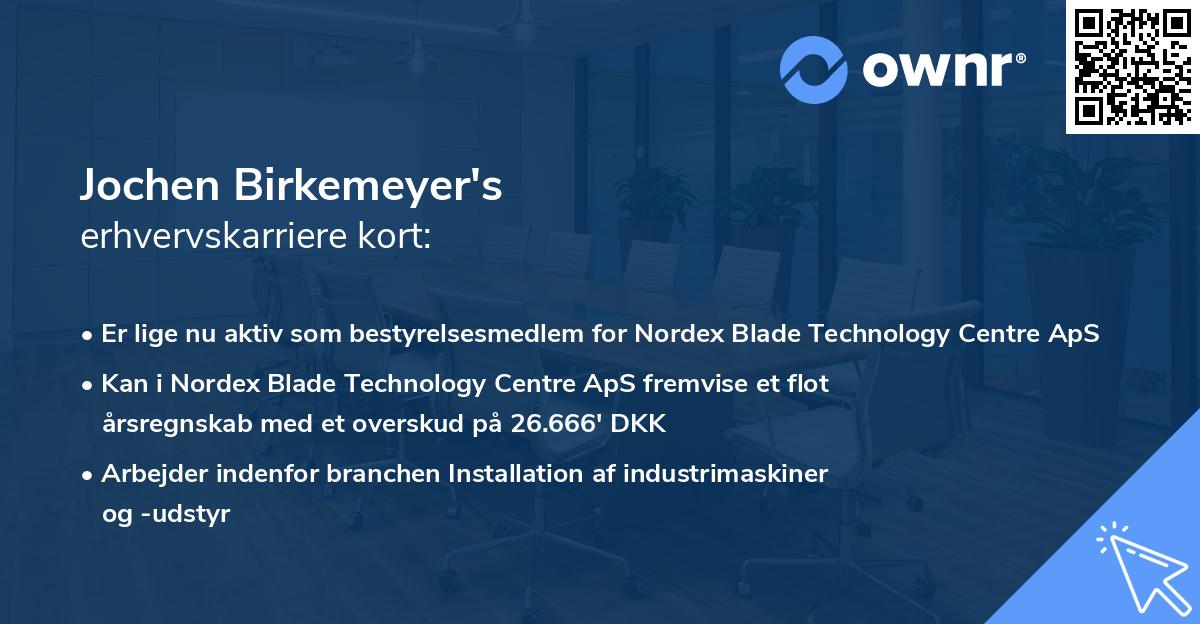 Jochen Birkemeyer's erhvervskarriere kort