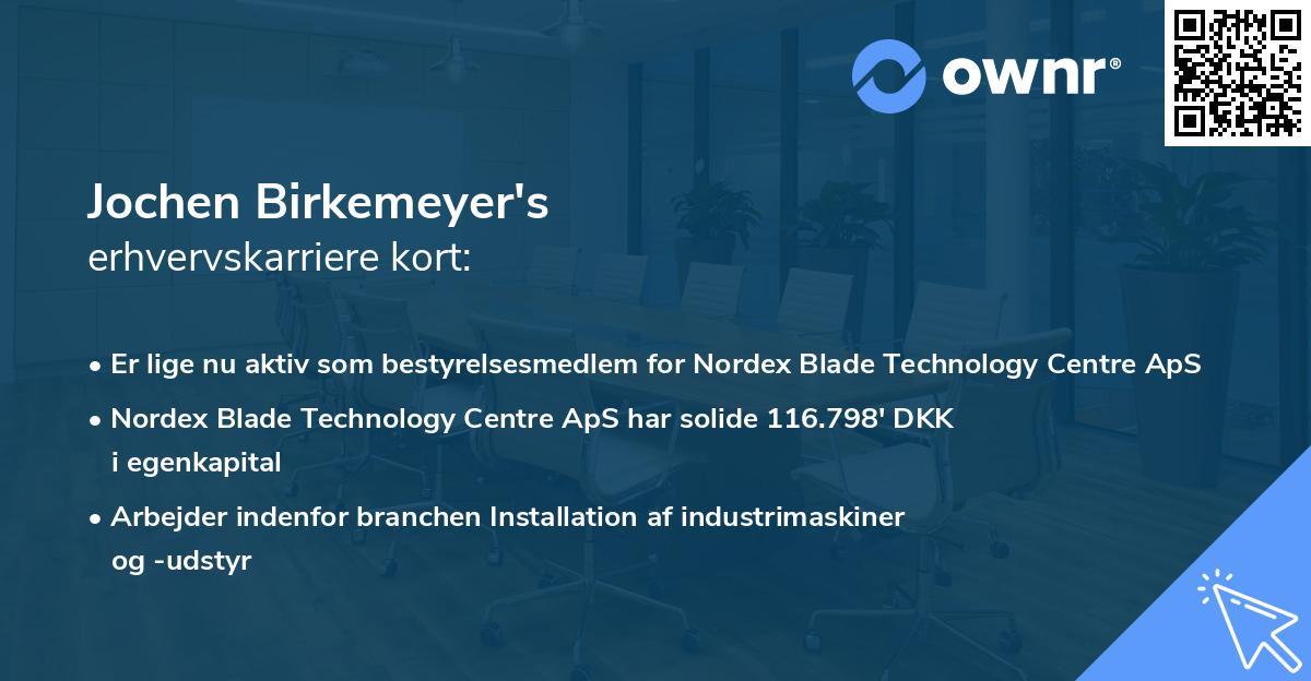 Jochen Birkemeyer's erhvervskarriere kort