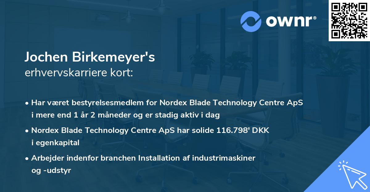 Jochen Birkemeyer's erhvervskarriere kort
