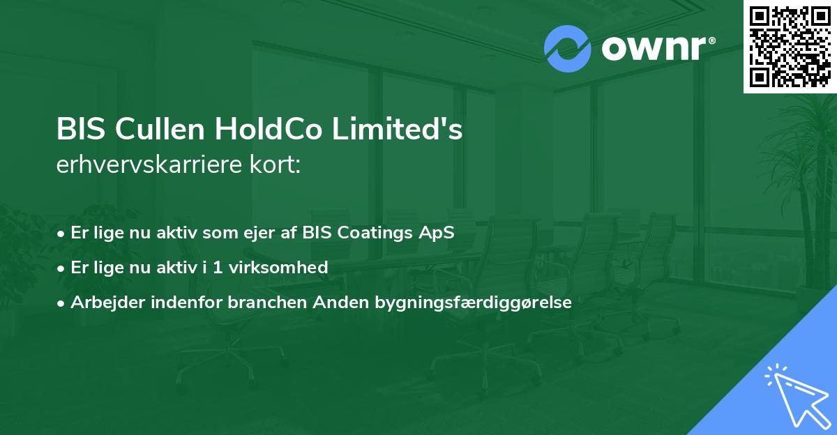 BIS Cullen HoldCo Limited's erhvervskarriere kort