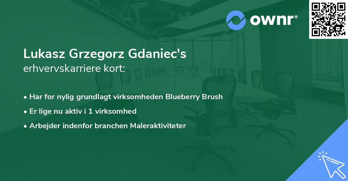 Lukasz Grzegorz Gdaniec's erhvervskarriere kort
