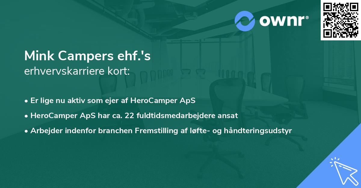 Mink Campers ehf.'s erhvervskarriere kort