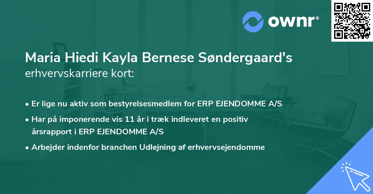 Maria Hiedi Kayla Bernese Søndergaard's erhvervskarriere kort