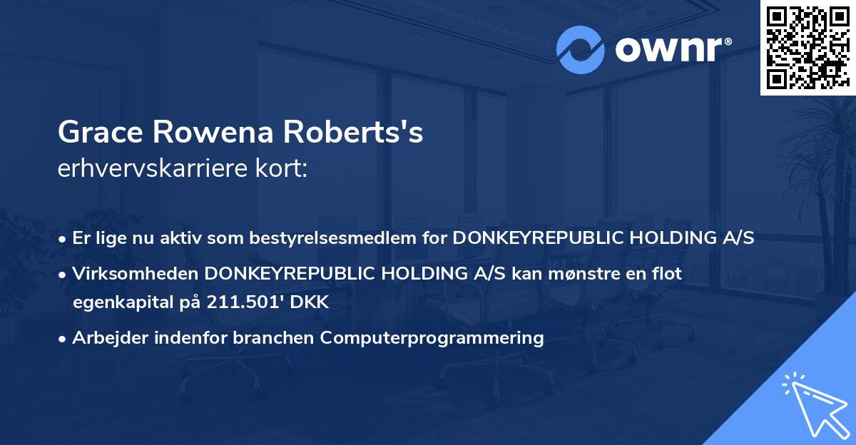 Grace Rowena Roberts's erhvervskarriere kort