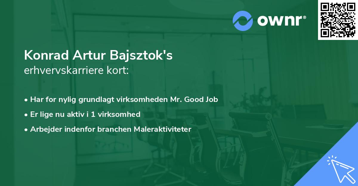 Konrad Artur Bajsztok's erhvervskarriere kort