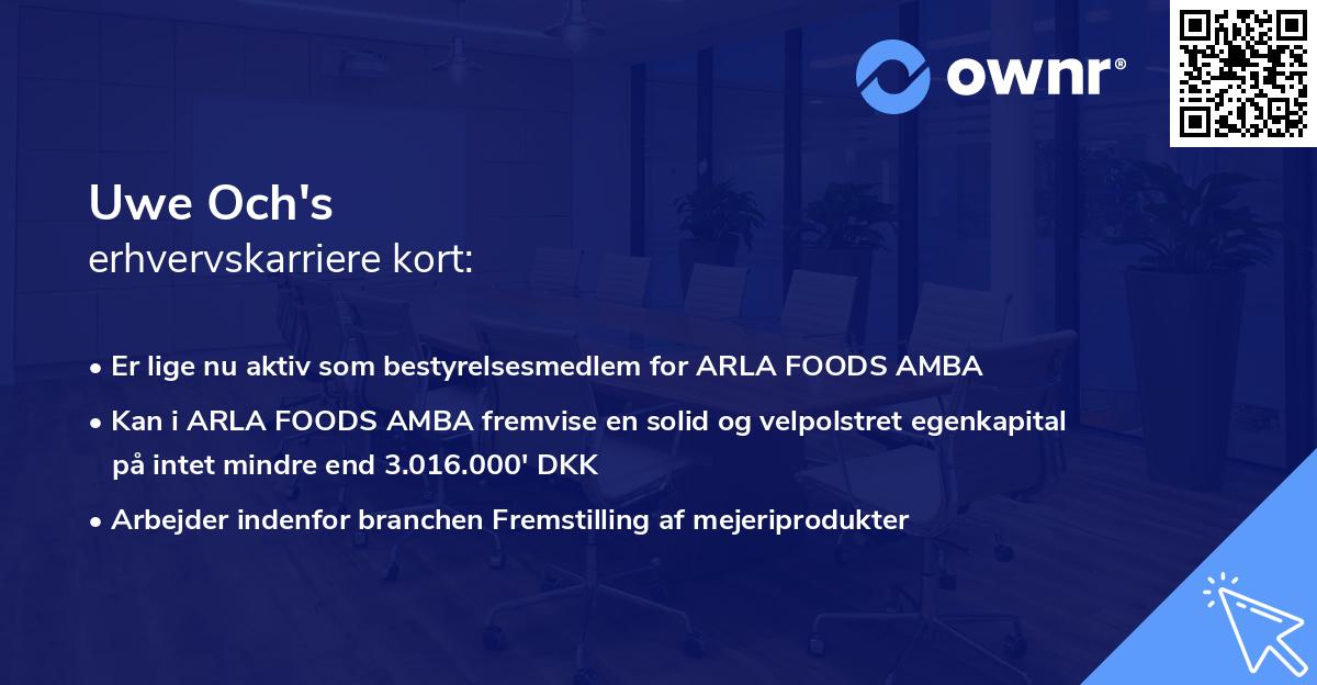 Uwe Och's erhvervskarriere kort
