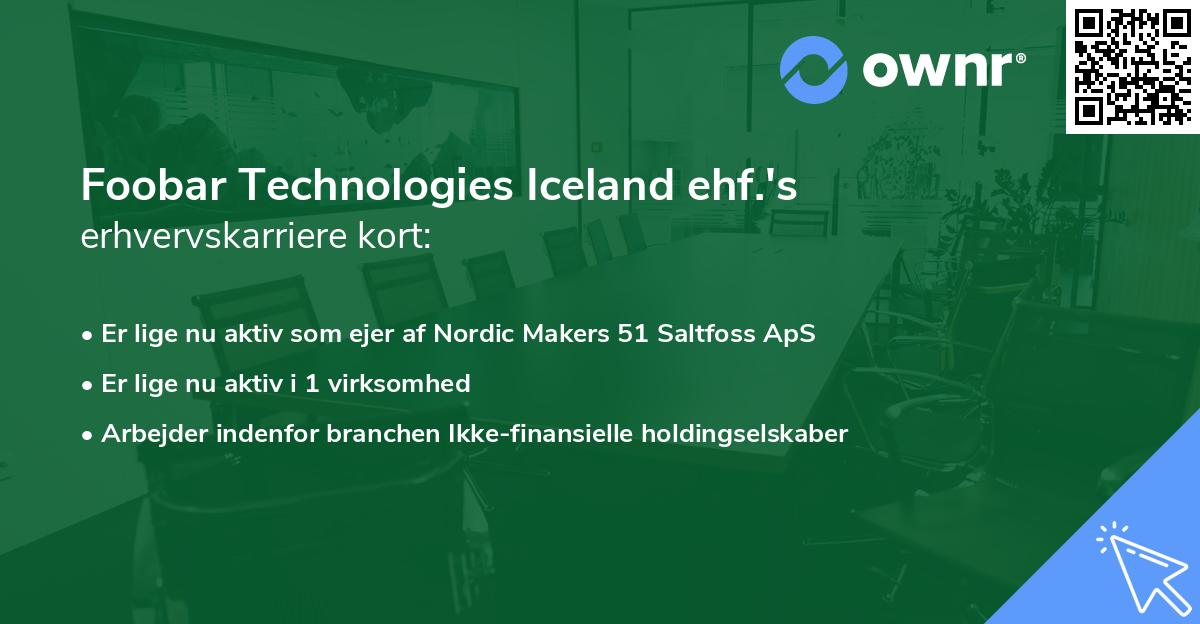 Foobar Technologies Iceland ehf.'s erhvervskarriere kort