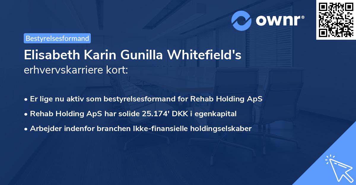 Elisabeth Karin Gunilla Whitefield's erhvervskarriere kort