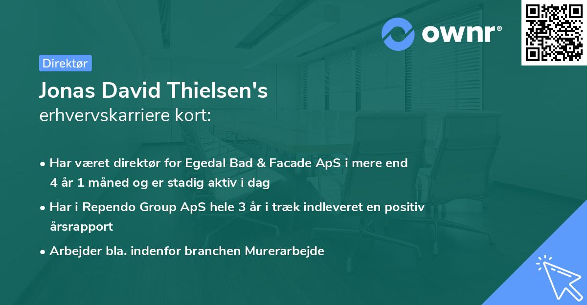Jonas David Thielsen's erhvervskarriere kort