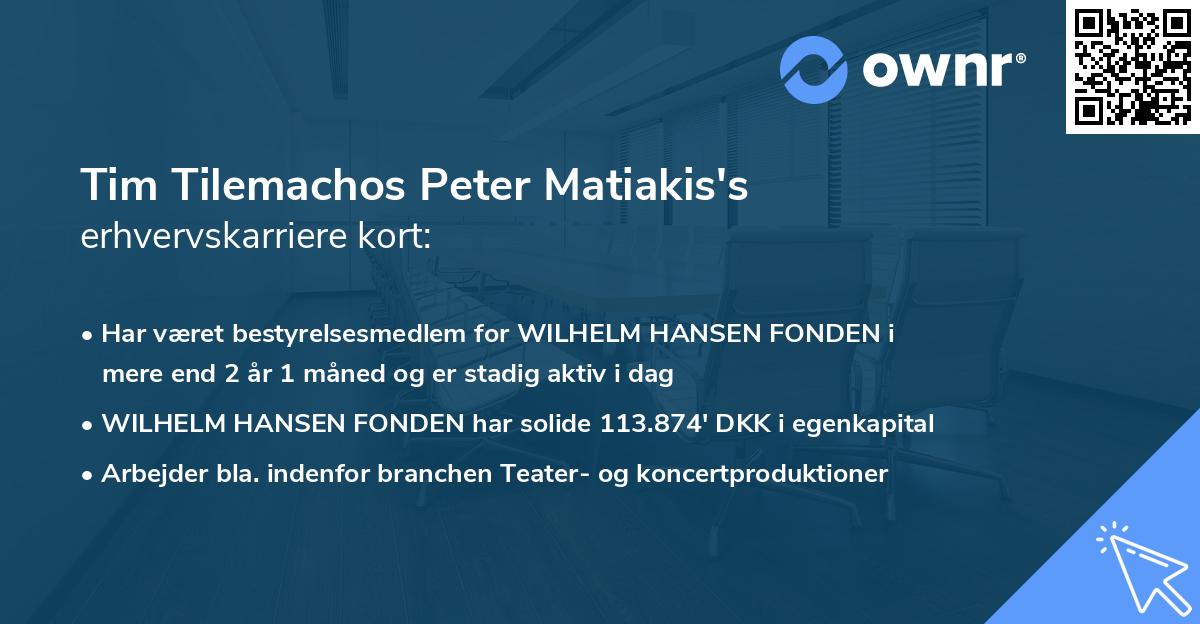 Tim Tilemachos Peter Matiakis's erhvervskarriere kort