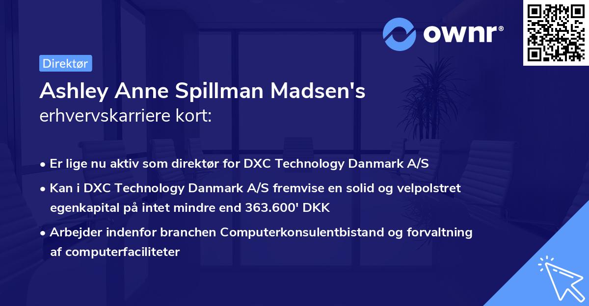 Ashley Anne Spillman Madsen's erhvervskarriere kort