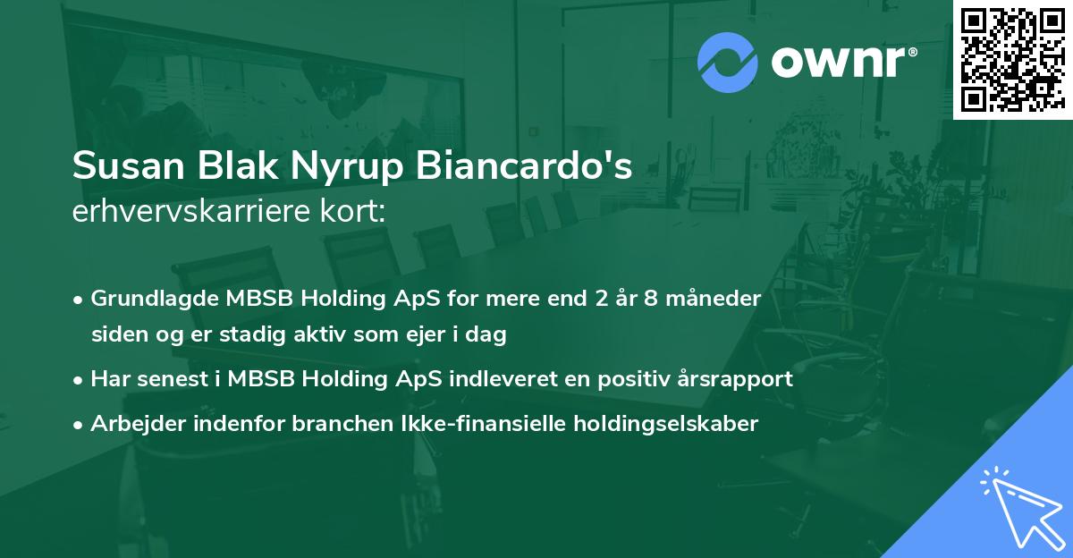 Susan Blak Nyrup Biancardo's erhvervskarriere kort