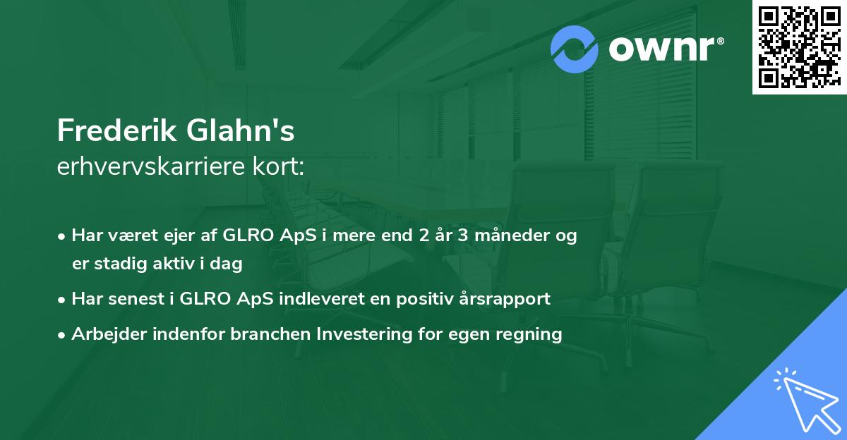 Frederik Glahn's erhvervskarriere kort