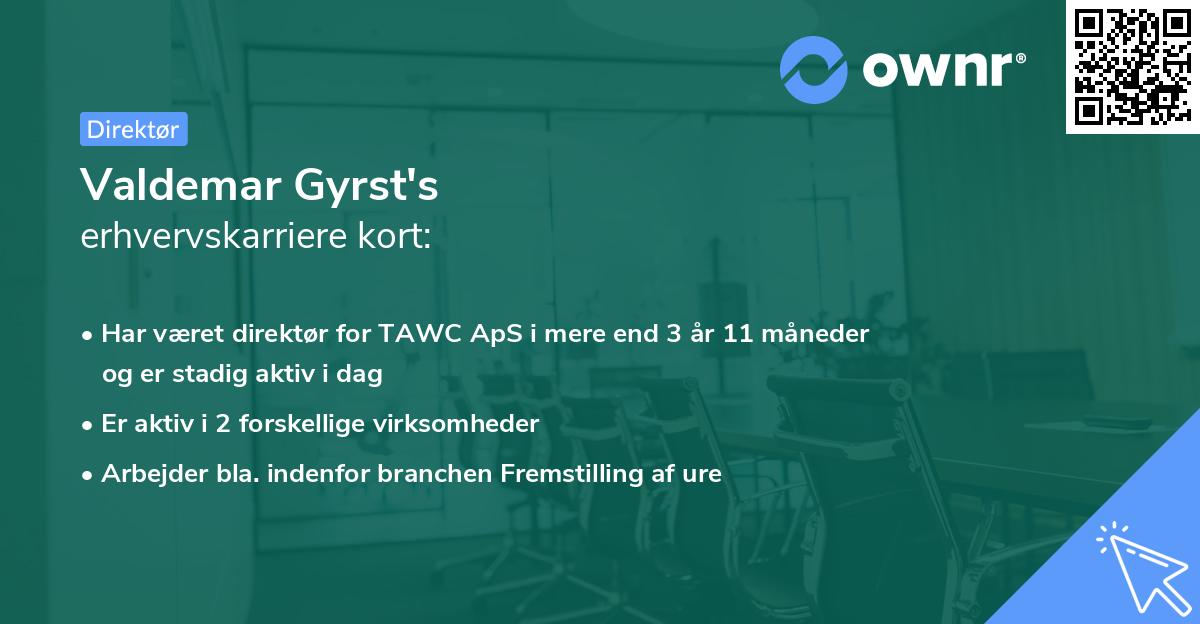 Valdemar Gyrst's erhvervskarriere kort