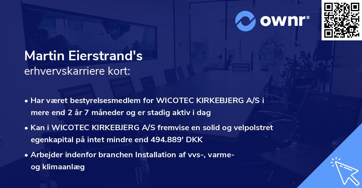 Martin Eierstrand's erhvervskarriere kort