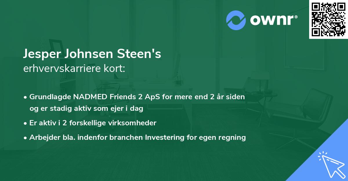 Jesper Johnsen Steen's erhvervskarriere kort