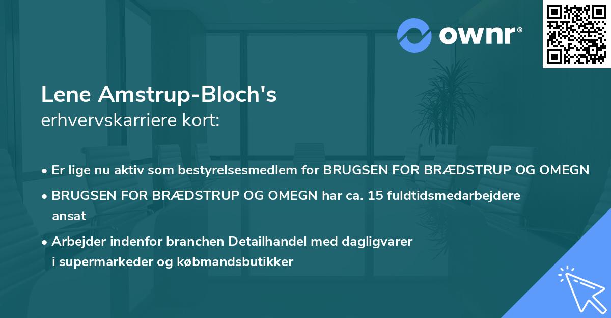 Lene Amstrup-Bloch's erhvervskarriere kort