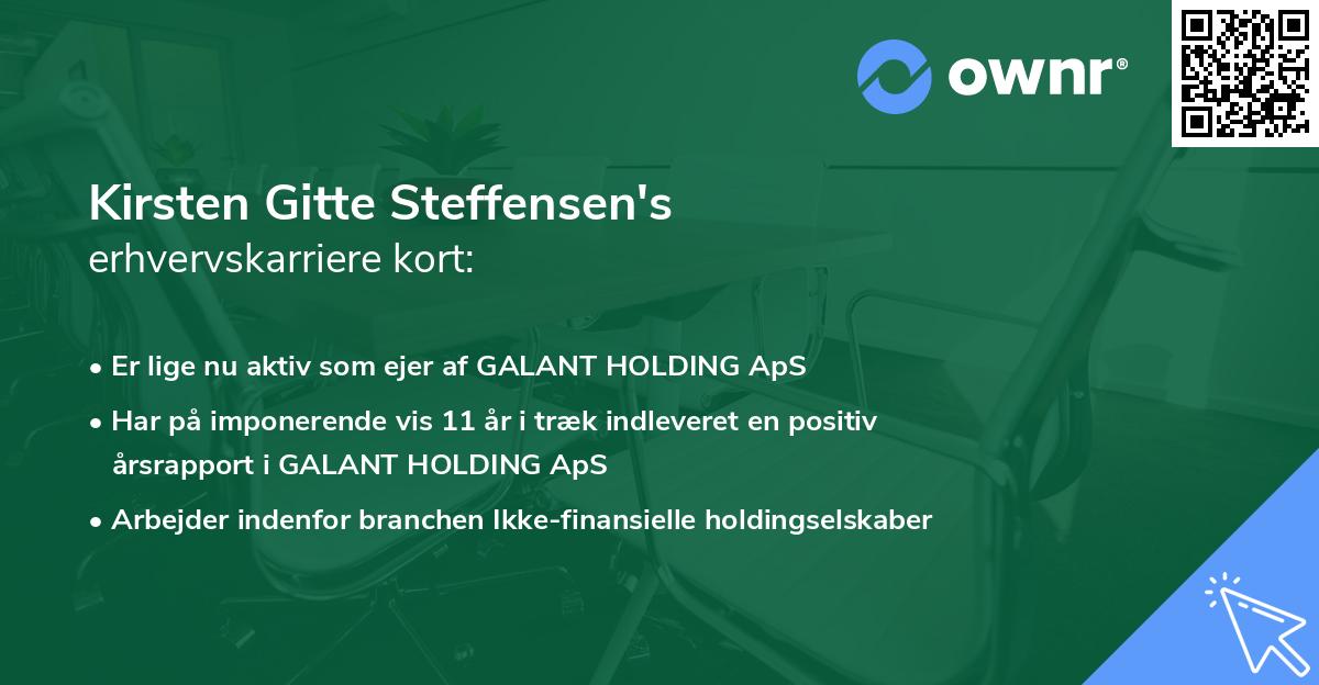Kirsten Gitte Steffensen's erhvervskarriere kort