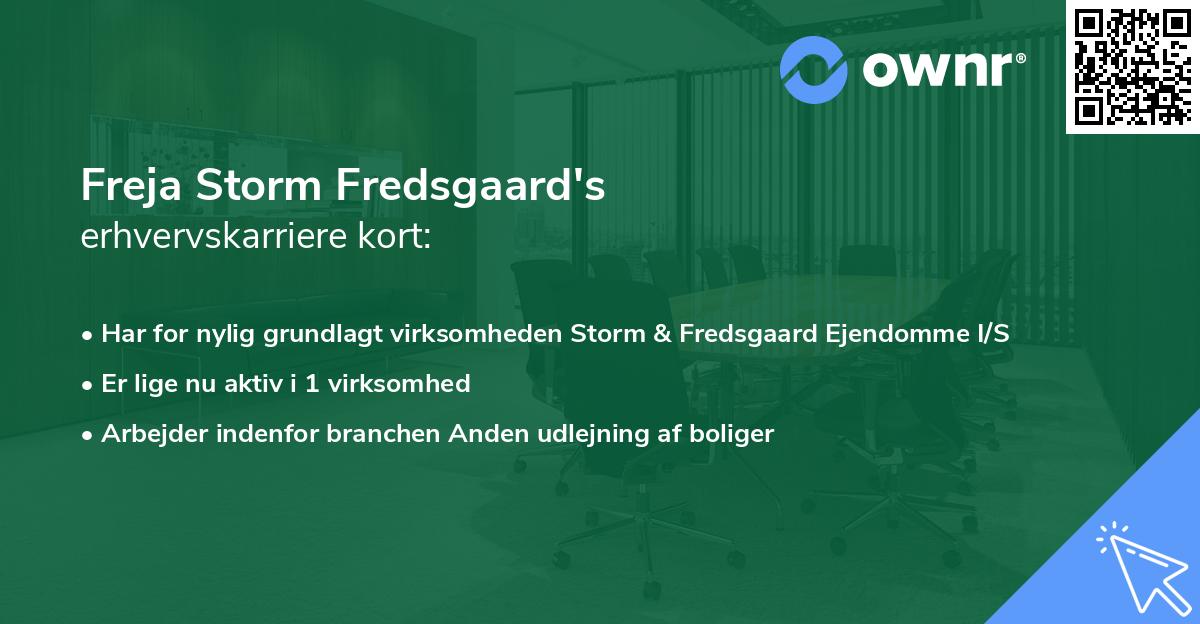 Freja Storm Fredsgaard's erhvervskarriere kort