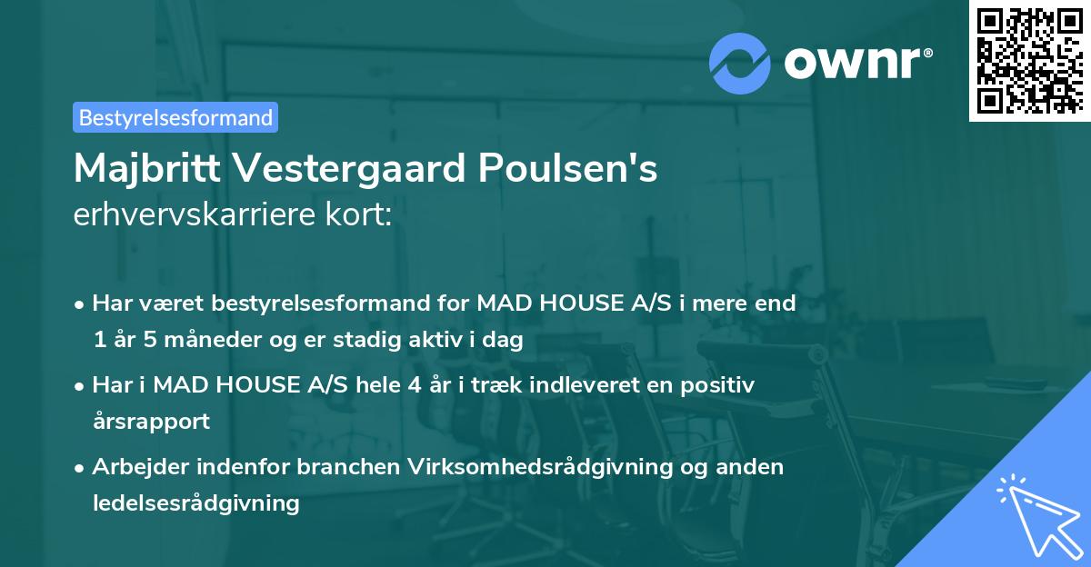 Majbritt Vestergaard Poulsen's erhvervskarriere kort