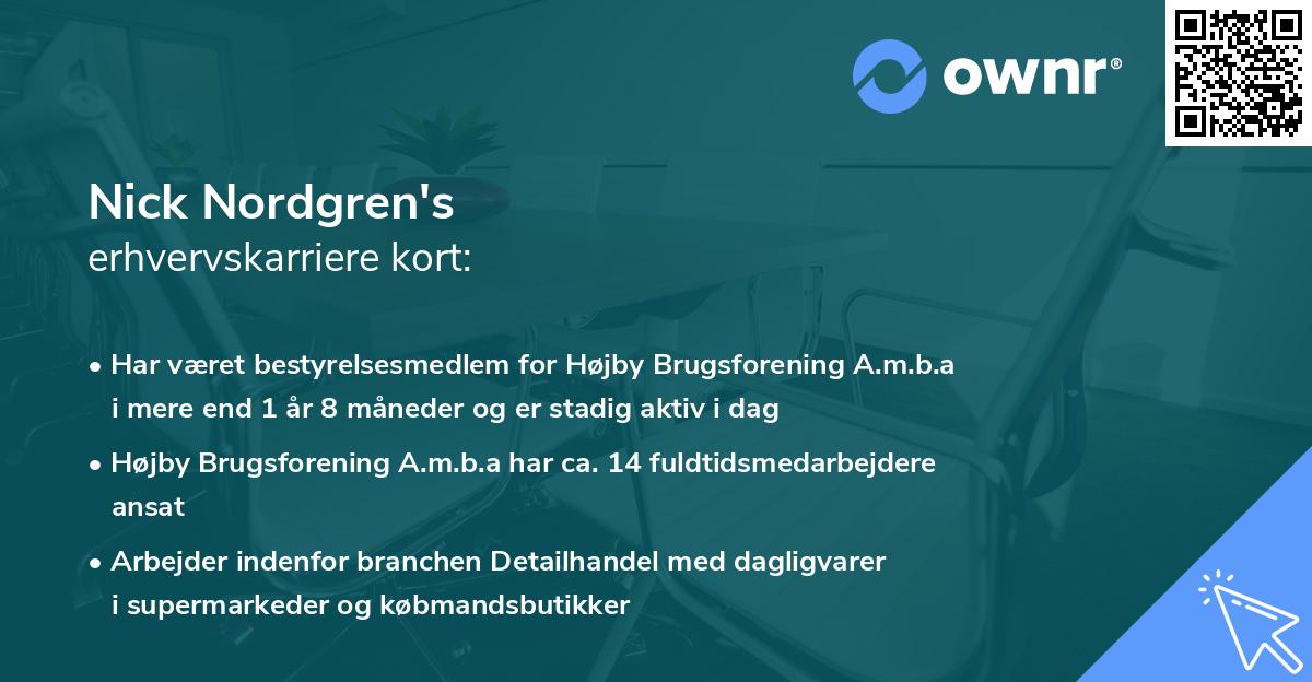 Nick Nordgren's erhvervskarriere kort