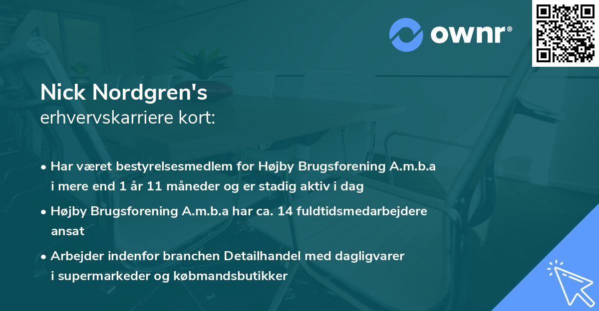 Nick Nordgren's erhvervskarriere kort