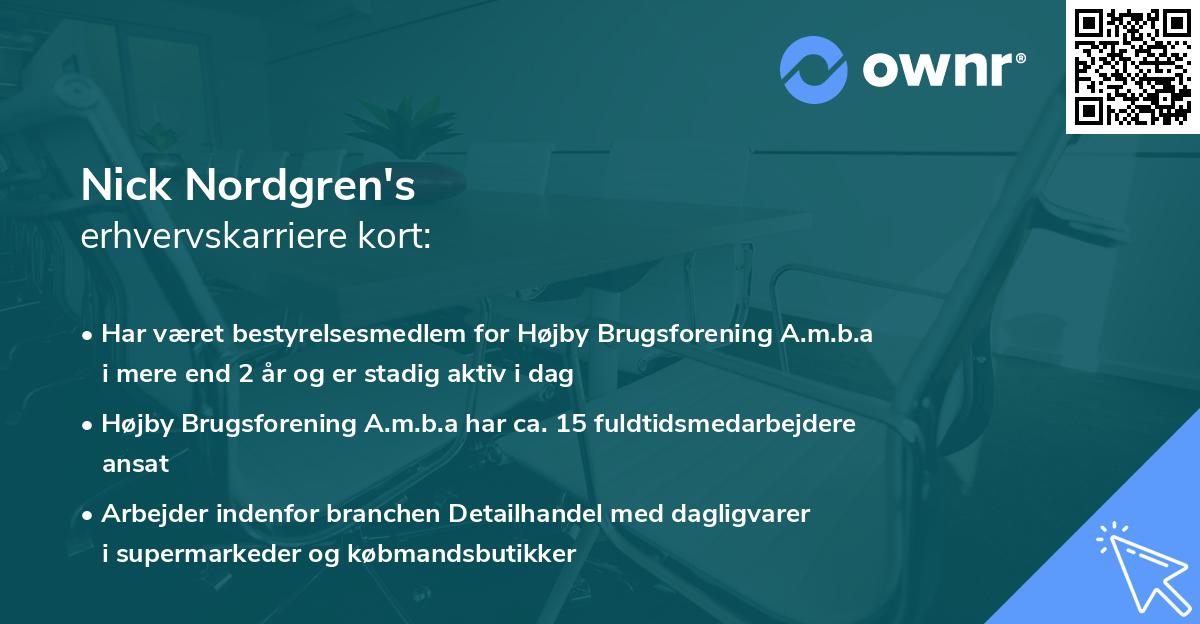 Nick Nordgren's erhvervskarriere kort