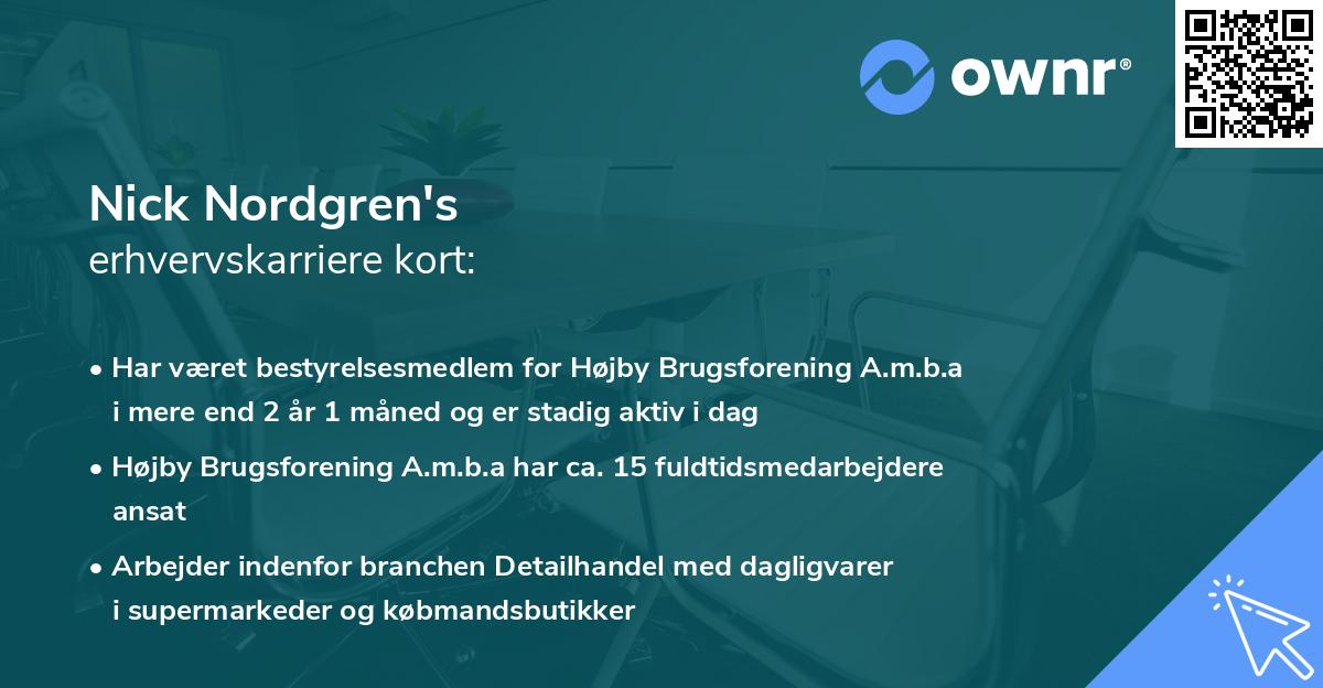 Nick Nordgren's erhvervskarriere kort