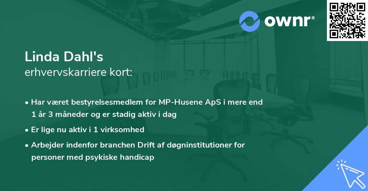 Linda Dahl's erhvervskarriere kort