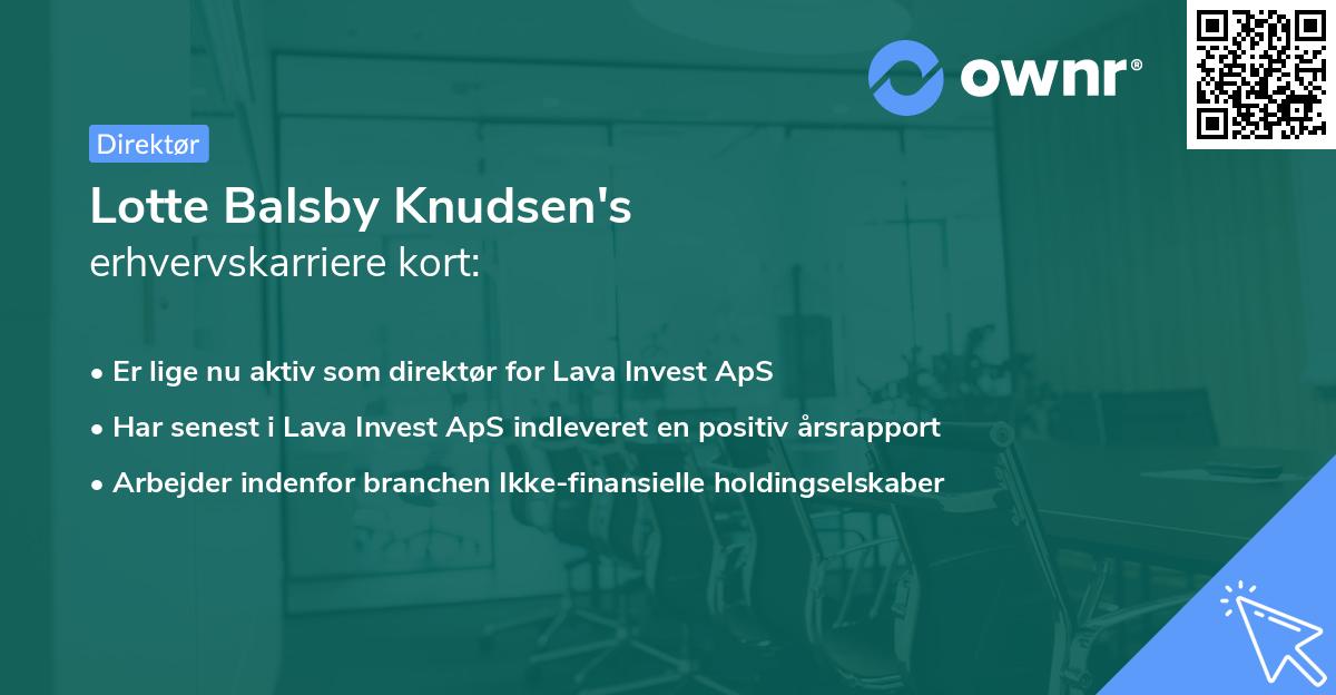 Lotte Balsby Knudsen's erhvervskarriere kort