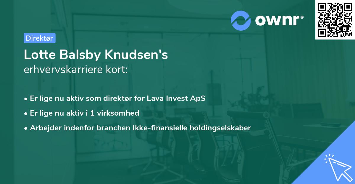 Lotte Balsby Knudsen's erhvervskarriere kort