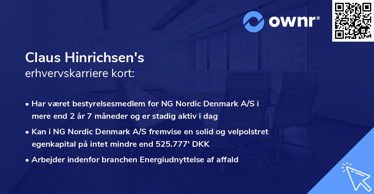 Claus Hinrichsen's erhvervskarriere kort