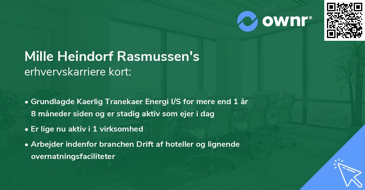 Mille Heindorf Rasmussen's erhvervskarriere kort