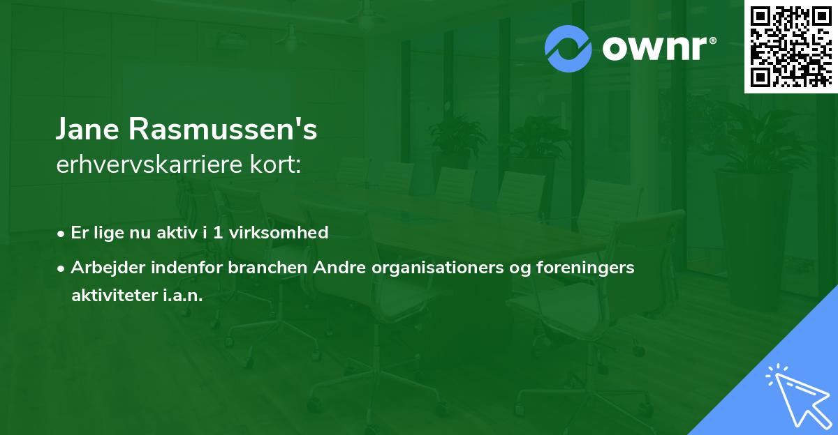 Jane Rasmussen's erhvervskarriere kort