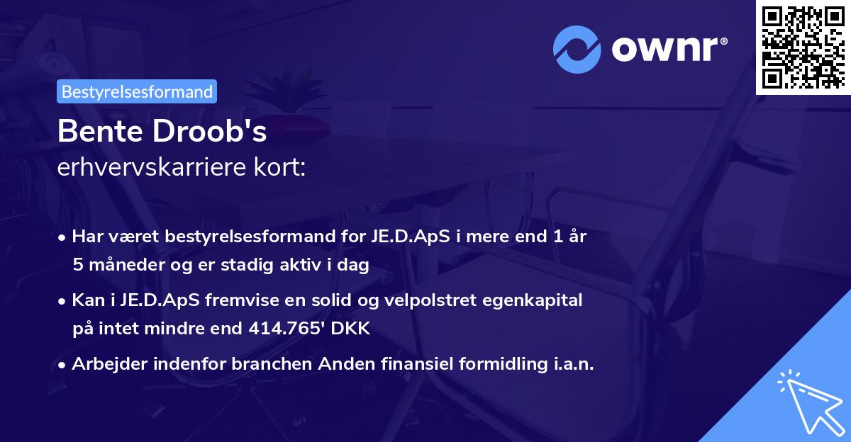 Bente Droob's erhvervskarriere kort