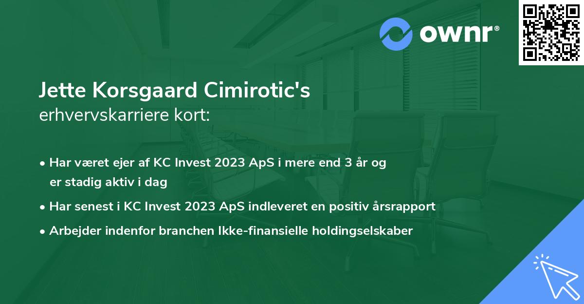Jette Korsgaard Cimirotic's erhvervskarriere kort