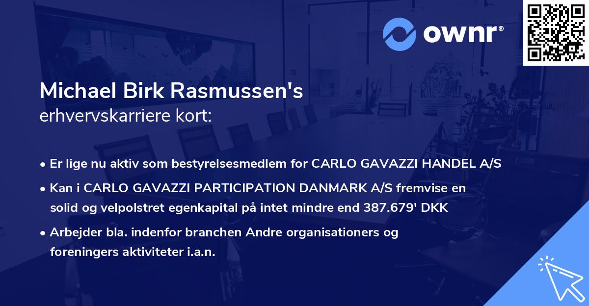 Michael Birk Rasmussen's erhvervskarriere kort